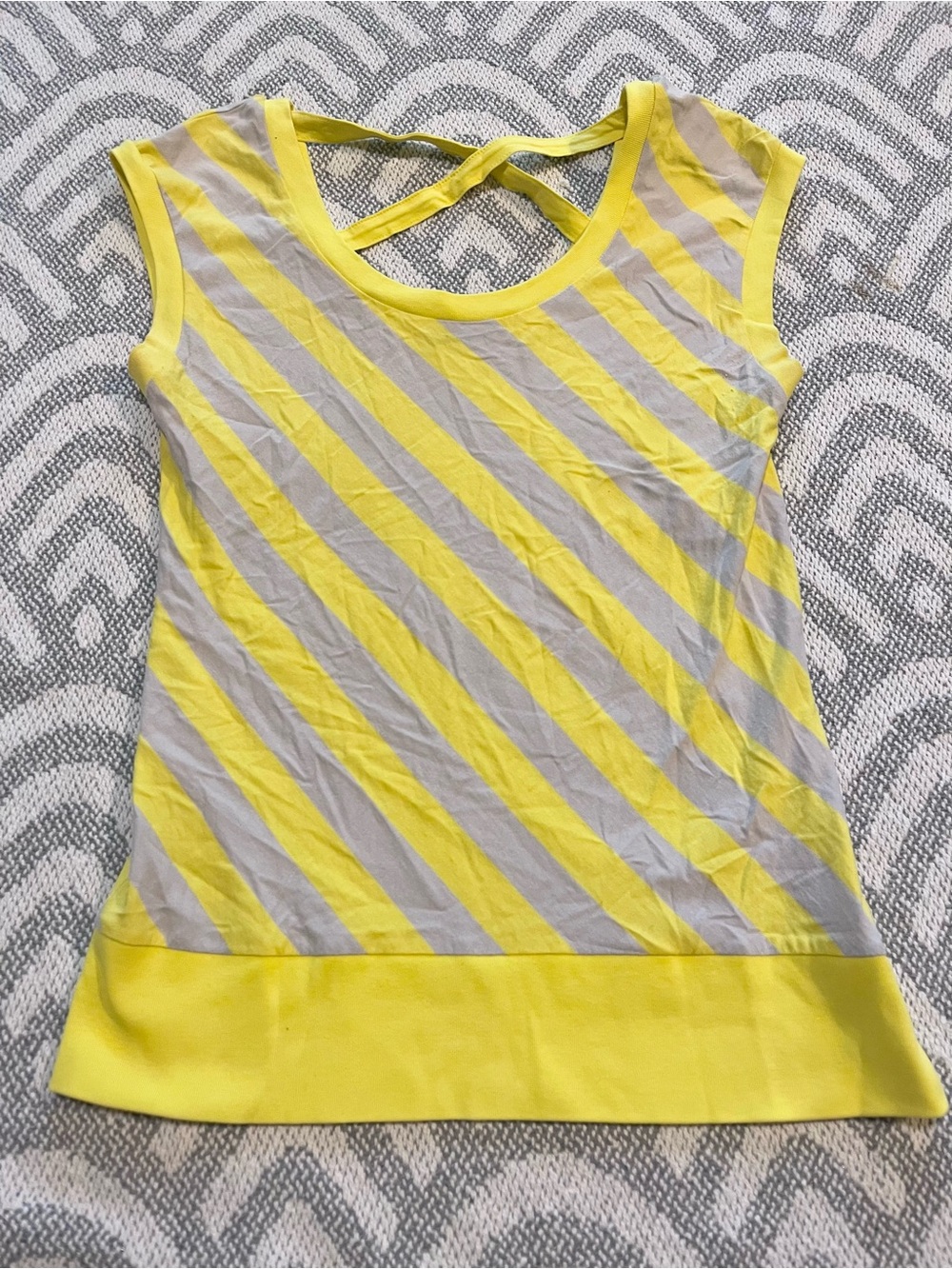 Semir Yellow Grey Striped Sleeveless Top XL